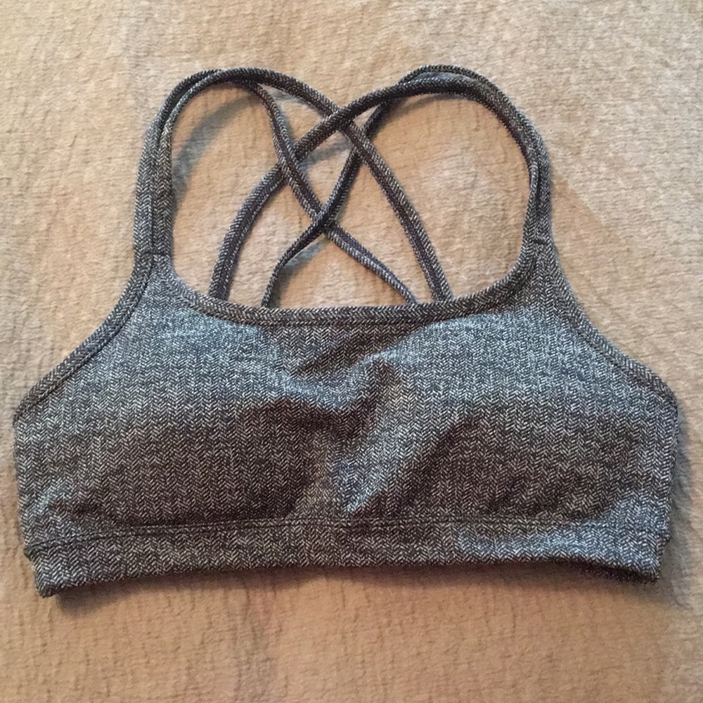 Athleta Sports Bra Small Herringbone Gray EUC